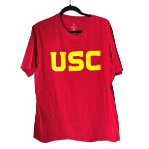 USC Trojans Red Short Sleeve T-Shirt Size L 100% Cotton Made In Honduras